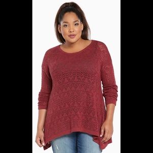 Torrid | Maroon Open Stitch Tunic Sweater